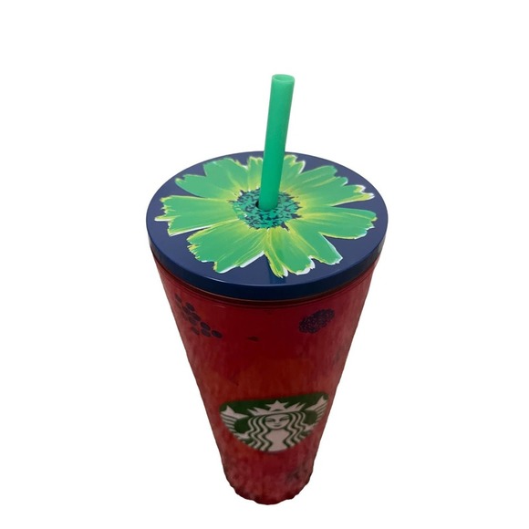 NWT Starbucks Venti Cup - Red & Purple Florals - Picture 2 of 5